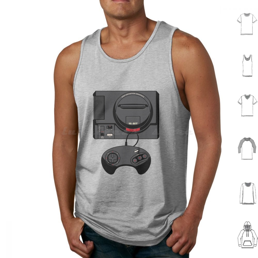 Retro Black 16-Bit Tank Tops P - Gaming Console Genesis recension och pris